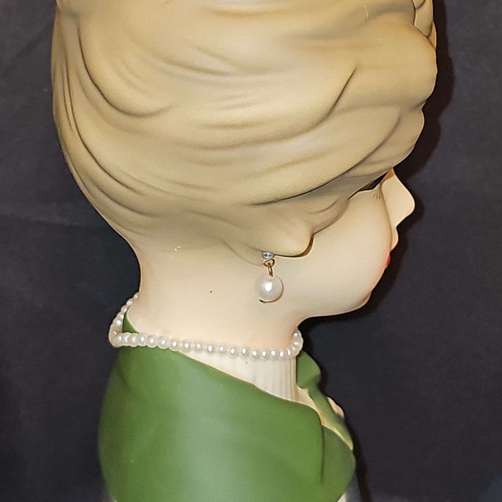 Napcoware Vintage Lady Head Vase with Green Jacket - Picture 3 of 5